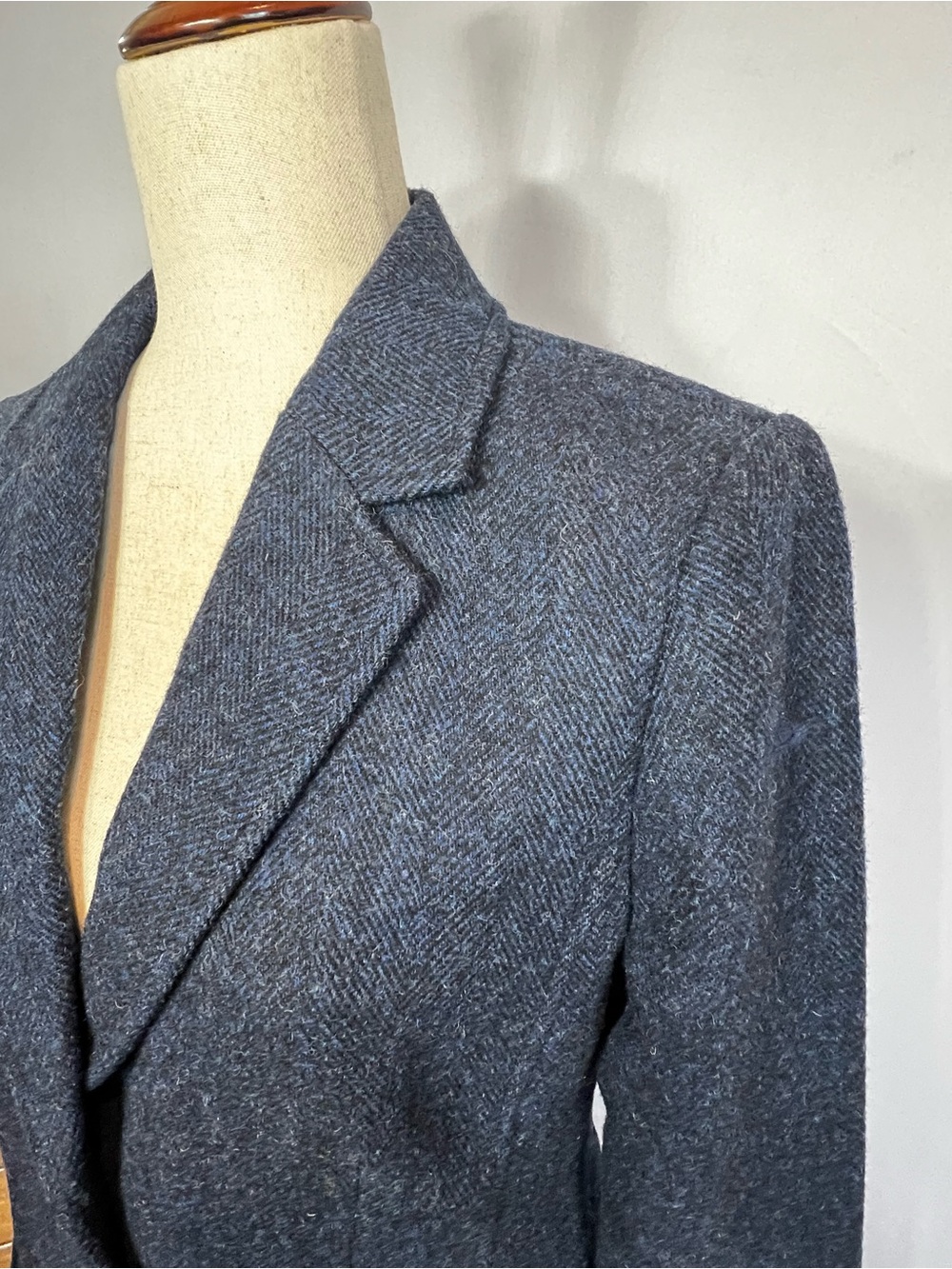 Talbots Navy Herringbone Wool-Blend Blazer - Picture 9 of 12